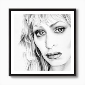 Tina Turner Pencil Portrait Drawing Traditional Art Black and White Art Print