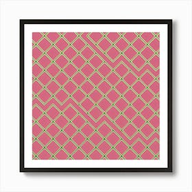 Pink And Gold Checkered Pattern, A Seamless Pattern, Flat Art, 156 Art Print