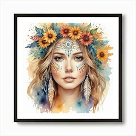 Girl With Feathers 2 Art Print