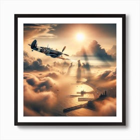 Reach for The Sky - 4/4 (Supermarine Spitfire fighter WW2 sky battle Dunkirk Ace pilot world war 2 clouds combat Airforce Battle of Britain RAF) Art Print