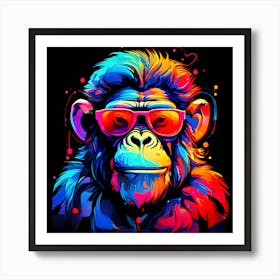 Abstract Retro Neon Colors of The Monkey Poster