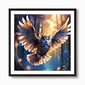 Owl In The Forest Art Print