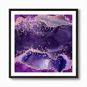 Purple Glitter Agate Texture 04 Art Print