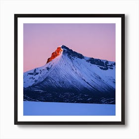 A Snow Covered Mountain Peak Glistening In The Pale Light Of Dawn With A Lone Eagle Soaring Majest (3) Art Print