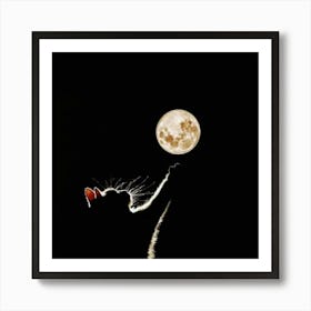 Cat Reaching For The Moon Art Print