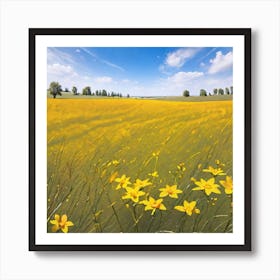 Yellow Flowers In A Field 14 Art Print