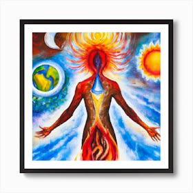 5 Elements Fire Water Air Earth Space Art Print