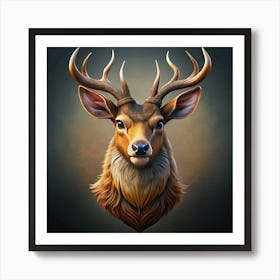 Head Of A Deer With Antlers 1 Art Print