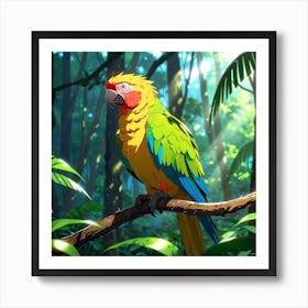 Parrot In The Forest Art Print