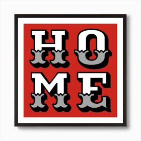 Home Typography on Red Art Print