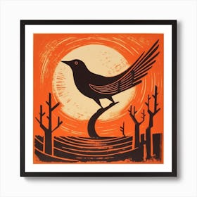 Retro Bird Lithograph Lark 3 Art Print