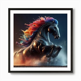 Horse With Rainbow Mane 2 Art Print