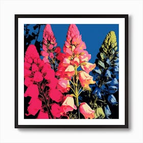 Andy Warhol Style Pop Art Flowers Aconitum 3 Square Art Print