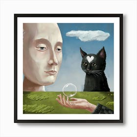 Cat In A Glass Ball Poster