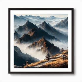 Chinese Mountains Landscape Painting (94) Art Print