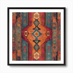 Moroccan carpet in bright, striped colors Art Print