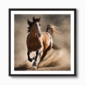 Horse Running In The Dust Art Print