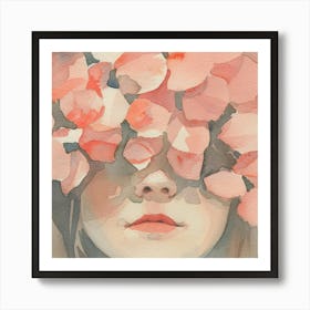 Watercolor Flower Girl With Petals Art Print