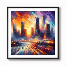 Cityscape At Night Art Print