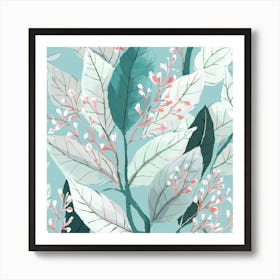 Illustration Of Leaves And Delicate Flowers In S (4) Art Print