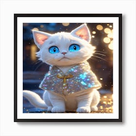 White Cat With Blue Eyes Art Print