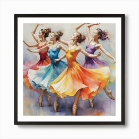 Figurative Multicolor Dancers Art Print 0 Art Print