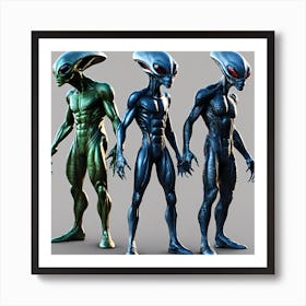 Alien Avengers 3/4 (space visitor super hero creature invasion movie figure comic sci-fi) Art Print