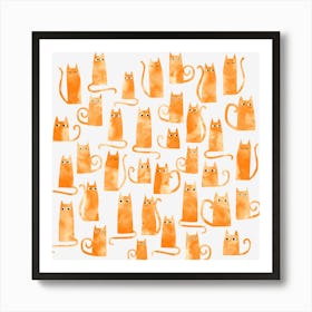 Orange Ginger Cats Watercolor Art Print