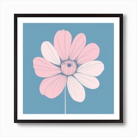 A White And Pink Flower In Minimalist Style Square Composition 506 Art Print