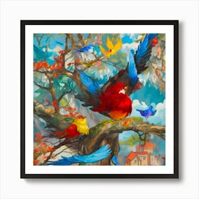 Birds In The Tree 1 Art Print