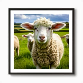 Nature Wool Farm Animal Herd Countryside Grass Sheep Mammal Green Landscape Farming Meado (7) Art Print