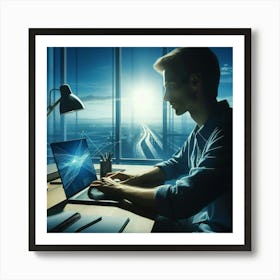 Man Working On Laptop 3 Art Print