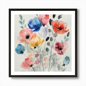 Watercolor Poppies 9 Art Print