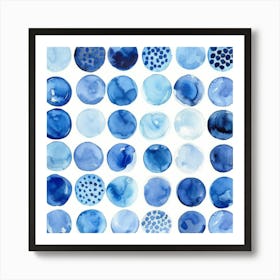 Blue Watercolor Circles 2 Art Print