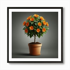 Orange Tree In A Pot Art Print