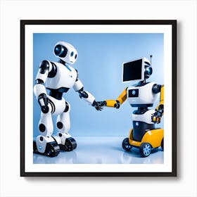 Two Robots Shaking Hands Art Print