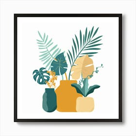 Tropical Plants In Vases Art Print