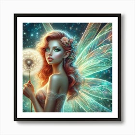 Fairy With Dandelion Art Print