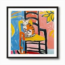 Cat On A Rocking Chair Art Print