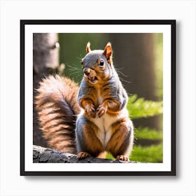 Squirrel On A Tree Branch 1 Art Print