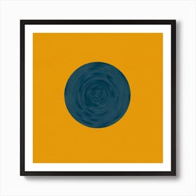 Minimal Yellow Landscape with Blue Circle Art Print