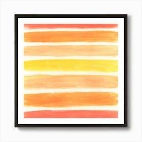 Watercolor Stripes in Shades of Orange Art Print