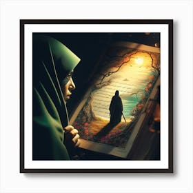 Visualize the image of a person seeking refuge from evil, inspired by the words of Surah Al-Fatiha." Póster