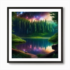 Forest In The Night Sky Art Print