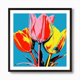 Andy Warhol Style Pop Art Flowers Tulip 2 Square Art Print