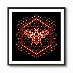 Neon Bee Logo Art Print