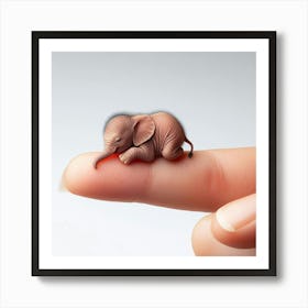 Tiny Elephant On A Finger Art Print