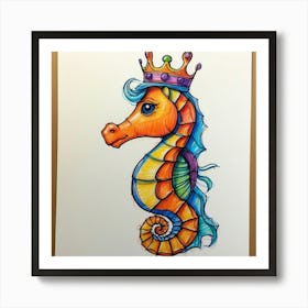 Seahorse With Crown Art Print