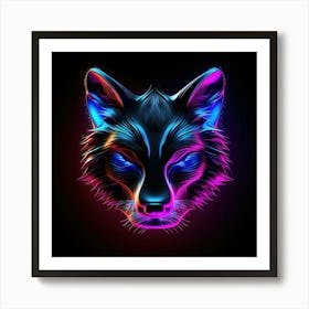 Neon Wolf Head Art Print