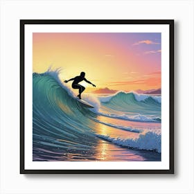 Summer Surfing On The Beach Art Print (1) Art Print